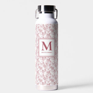 Rotes Toile französischer Monogramm-Name Trinkflasche