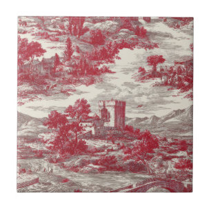 Rotes Toile-Landschaftsszenario Fliese