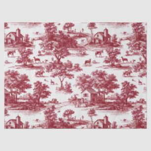 Rotes Toile-Landschaftsszene (6) Seidenpapier