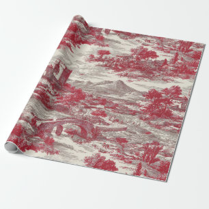 Rotes Toile-Landschaftsszene Geschenkpapier