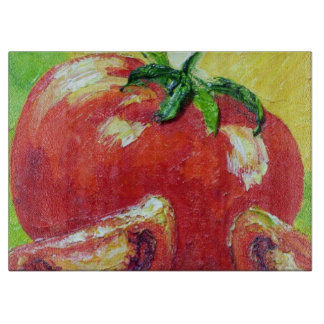 Rotes Tomate-Glasschneiden-Brett Schneidebrett