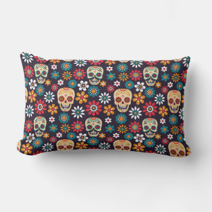 Rotes Totenkopf-Blumenmuster Lendenkissen