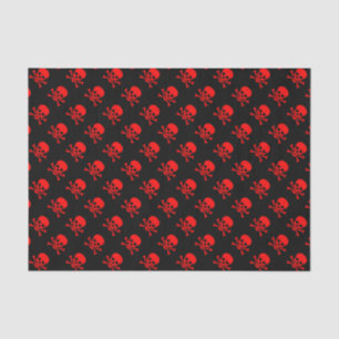 Rotes Totenkopf mit gekreuzter Knochen-Muster Seidenpapier