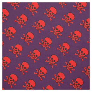 Rotes Totenkopf mit gekreuzter Knochen-Muster Stoff