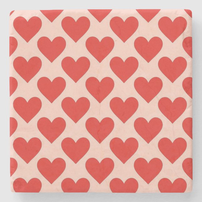Rotes, traditionelles Herz zum Valentinstag Steinuntersetzer (Vorderseite)