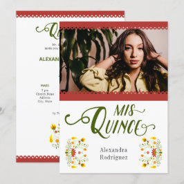 Rotes traditionelles mexikanisches Foto Quinceaner Einladung