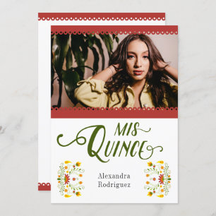 Rotes traditionelles mexikanisches Foto Quinceaner Einladung