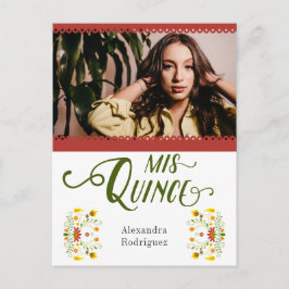 Rotes traditionelles mexikanisches Foto Quinceaner Einladungspostkarte