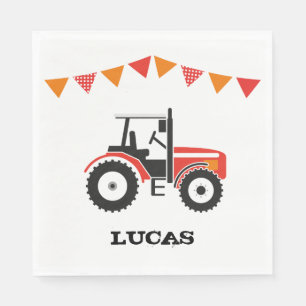 Rotes Traktor-Geburtstags-Party-Papierservietten Serviette