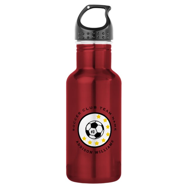 Rotes Trikot Nummer Fußballmannschaft Personalisie Edelstahlflasche (Vorderseite)