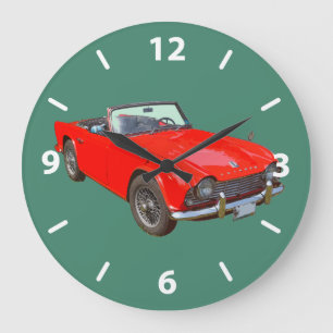 Rotes Triumph Tr4 Cabrio Sportwagen Große Wanduhr