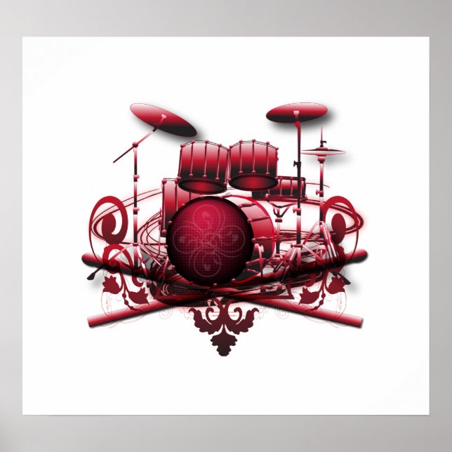rotes Trommeldesign Poster (Vorne)