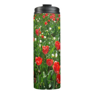 Rotes Tulpenblumenfeld Naturfotografie Thermosbecher