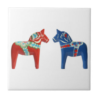 Rotes u. blaues Dala Pferd Fliese