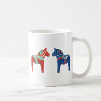 Rotes u. blaues Dala Pferd Tasse