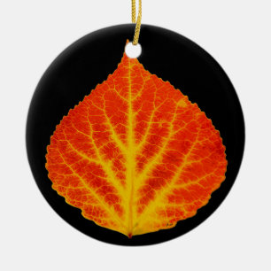Rotes u. gelbes Aspen-Blatt #10 Keramikornament