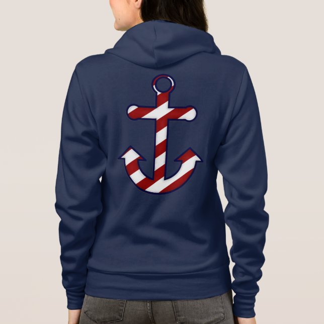 Rotes u. weißes gestreiftes hoodie (Rückseite)