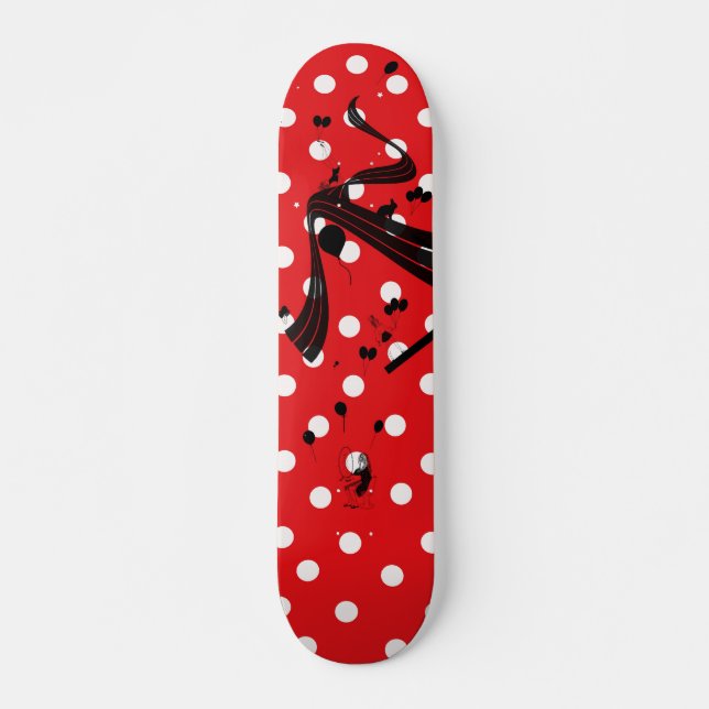 Rotes u. weißes Tupfen-Baut.-Skateboard Skateboard (Vorne)