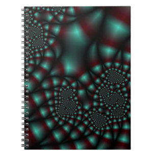 Rotes und Aquamarines Fraktal Notizblock