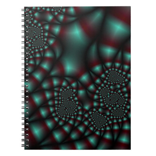 Rotes und Aquamarines Fraktal Notizblock (Vorderseite)