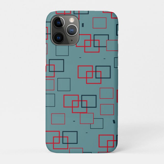 Rotes und Aquamarines Squares Delight Case-Mate iPhone Hülle (Rückseite)