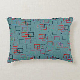 Rotes und Aquamarines Squares Delight Dekokissen