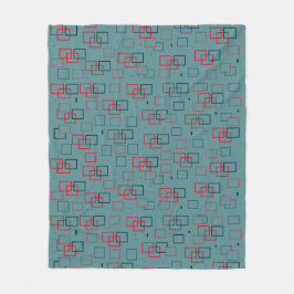 Rotes und Aquamarines Squares Delight Fleecedecke