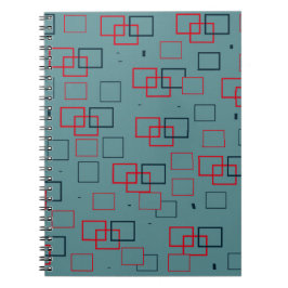 Rotes und Aquamarines Squares Delight Notizblock