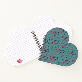Rotes und Aquamarines Squares Delight Notizbuch