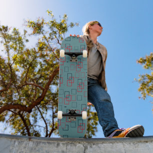 Rotes und Aquamarines Squares Delight Skateboard
