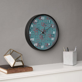 Rotes und Aquamarines Squares Delight Uhr