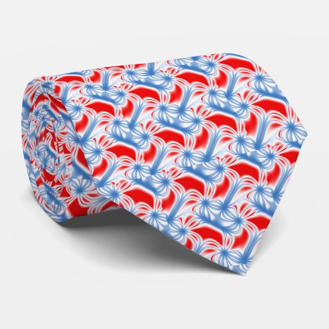 Rotes und blau gekrümmtes Fraktal Krawatte (Gerollt)
