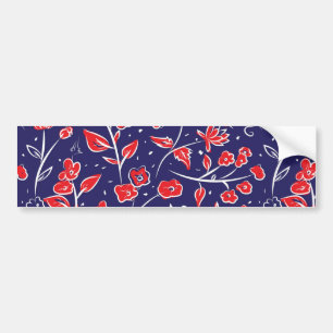 Rotes und blaues Blumenmuster Autoaufkleber
