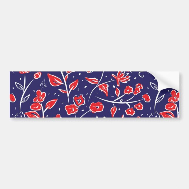 Rotes und blaues Blumenmuster Autoaufkleber (Vorne)