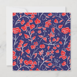 Rotes und blaues Blumenmuster Karte