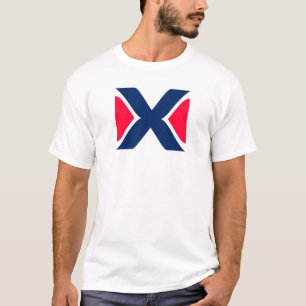 Rotes und blaues Buchstaben-X-Monogramm T-Shirt
