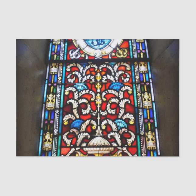 Rotes und blaues Buntglas Seidenpapier (Vorderseite)