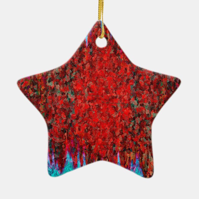 Rotes und blaues Feuer und Eis Keramikornament (Hinten)