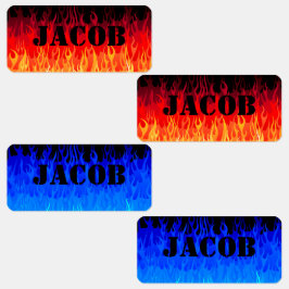 Rotes und blaues Frisierte Auto Flammen Metall Etiketten