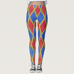 Rotes und blaues geometrisches Rautenmuster Leggings