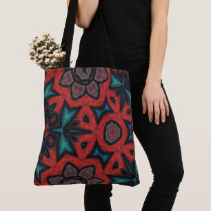 Rotes und Blaues Kaleidoskop-Mandala-Blumenmuster