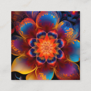 Rotes und blaues New Age Lotus-Design Quadratische Visitenkarte