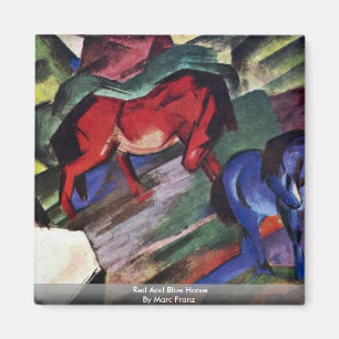 Rotes und blaues Pferd durch Marc Franz Magnet