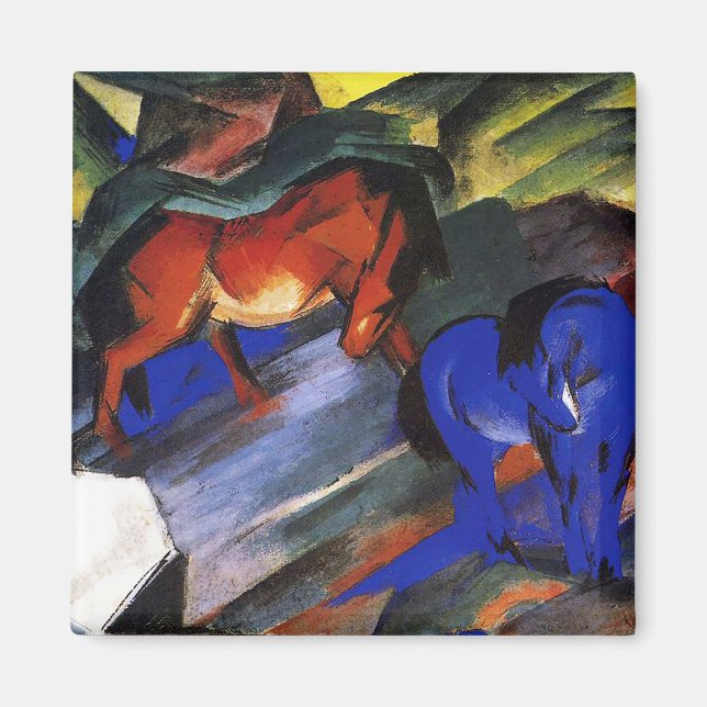 Rotes und blaues Pferd von Franz Marc Magnet (Vorne)