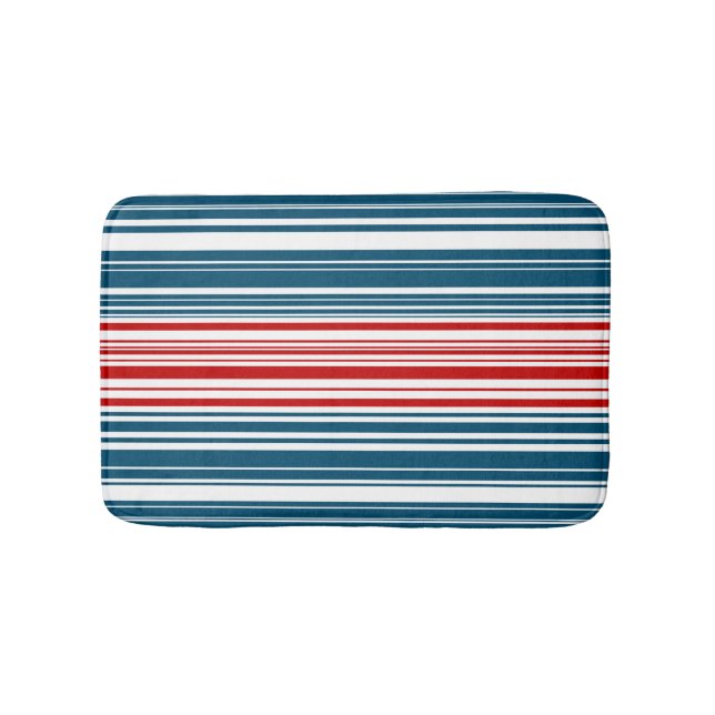Rotes und blaues Streifenmuster Badematte (Vorderseite)