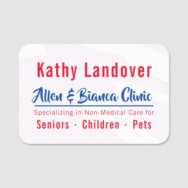 Rotes und blaues Vertrauen Namensschild (Vorderseite)