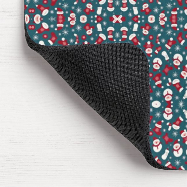 Rotes und blaues Weihnachtsmuster Mousepad (Ecke)