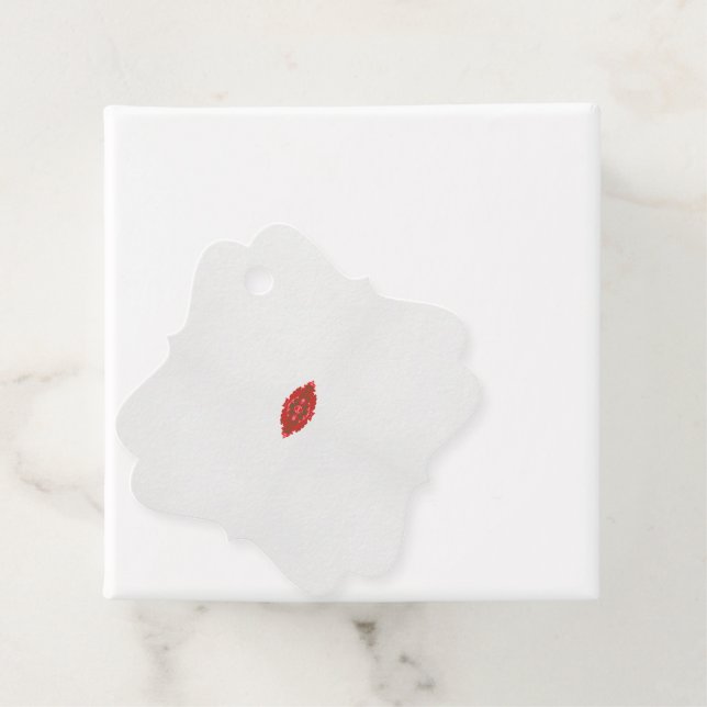 rotes und braunes Design auf weißem Hintergrund Geschenkanhänger (Beispiel)