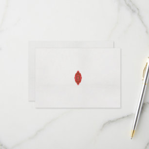 rotes und braunes Design auf weißem Hintergrund RSVP Karte