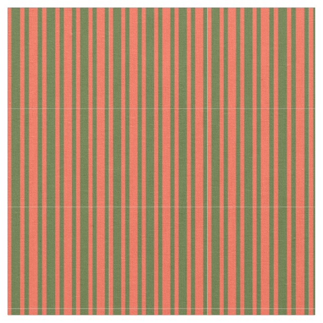 Rotes und dunkles Olive Green Striping/Liniertes M Stoff (Nahaufnahme)